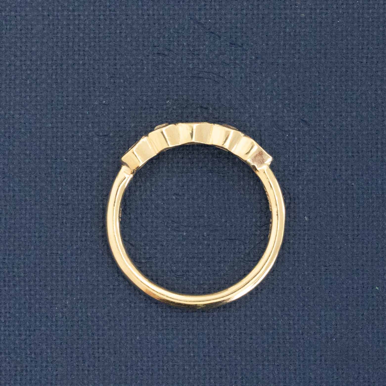 Side view of .41ctw Petite Mixed Cut vintage-inspired Diamond Bezel Band, natural Earth-mined Old Mine Cut Diamonds crafted in yellow gold.
