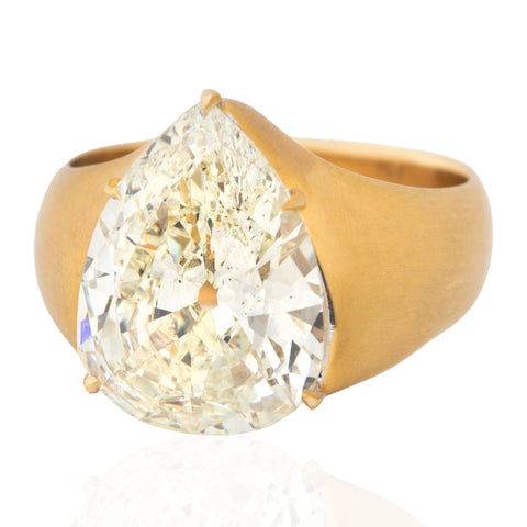 4.24ct Antique Pear Cut Diamond Solitaire, GIA