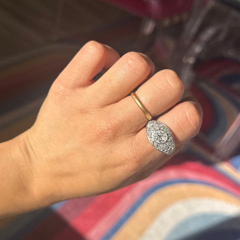 4.25ctw Vintage Old European Cut Diamond Cluster Ring, French