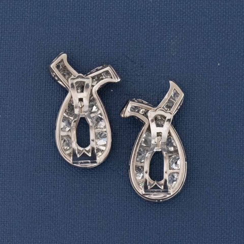 4.50ctw Art Deco old mine cut diamond bow ribbon earrings in platinum – alternate view 5