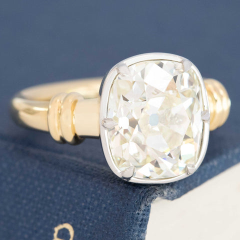 4.60ct Old Mine Cut Diamond Bezel Solitaire, GIA Q-R VS1