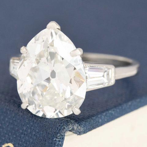 4.63ct Vintage Pear Cut Diamond Ring by Van Cleef & Arpels