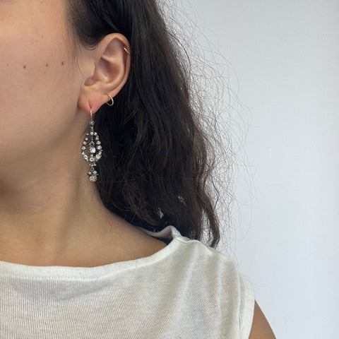 4.73ctw Victorian Old Mine Diamond Drop Earrings