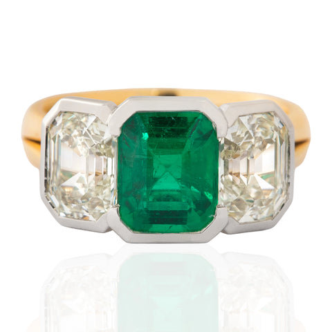 4.77ctw Emerald Cut Diamond Trilogy Ring, GIA