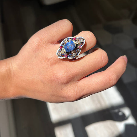 4.86ctw Victorian Revival Sapphire Dinner Ring