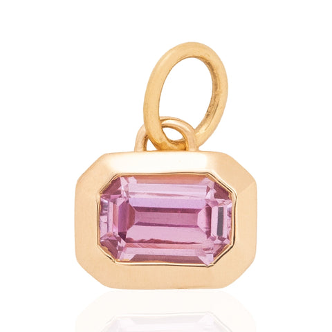 .48ct Emerald Cut PInk Sapphire Bezel Charm