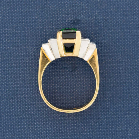 4.92ct Vintage Tourmaline & Baguette Cut Diamond Ring