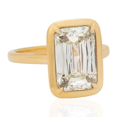 5.01ct GIA criss cut diamond bezel solitaire ring in 18K yellow gold – alternate view 3