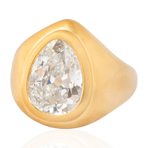 5.01ct Pear Cut Diamond Bezel Solitaire, GIA