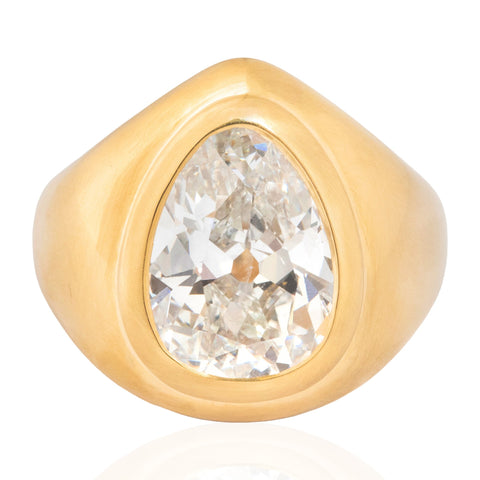 5.01ct Pear Cut Diamond Bezel Solitaire, GIA