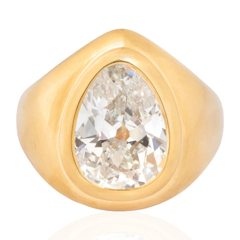 5.01ct Pear Cut Diamond Bezel Solitaire, GIA
