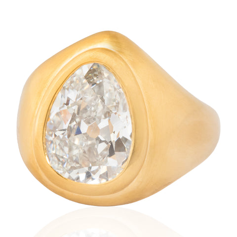 5.01ct Pear Cut Diamond Bezel Solitaire, GIA