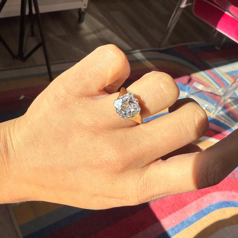 Elegant Tycoon cut diamond engagement ring, collector’s piece worn on ring finger