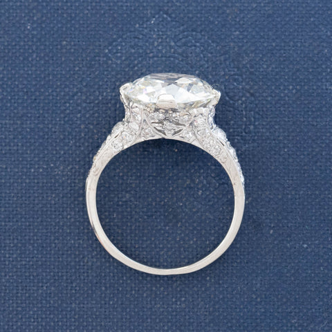 Side profile of antique Edwardian solitaire ring with single cut diamonds