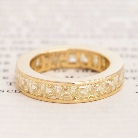 5.06ctw Fancy Yellow Asscher Cut Diamond Eternity Band