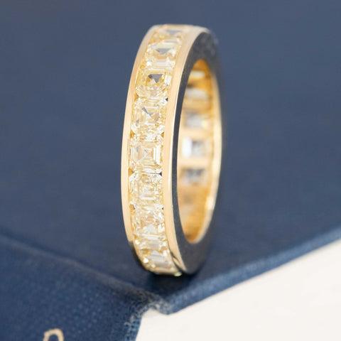 5.06ctw Fancy Yellow Asscher Cut Diamond Eternity Band