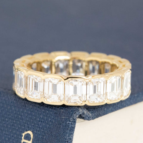 5.18ctw Emerald Cut Diamond Half-Bezel Eternity Band