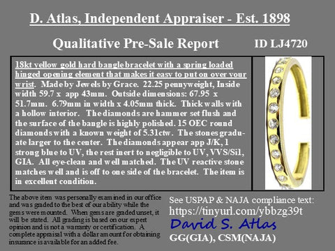 5.31ctw Old European Cut Diamond Bangle