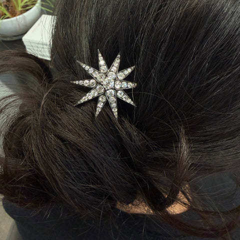5.34ctw Antique Victorian Diamond Star Convertible Hair Pin/Pendant, French