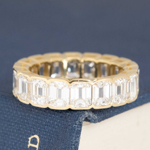 5.50ctw Emerald Cut Diamond Half-Bezel Eternity Band