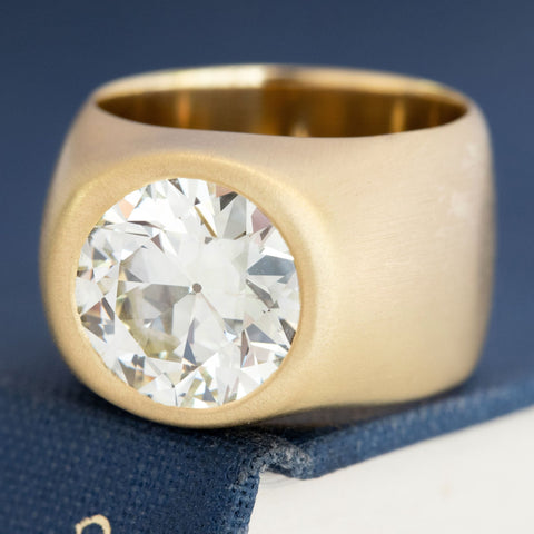 5.54ct Transitional Cut Diamond Bezel Ring, GIA S-T VVS1
