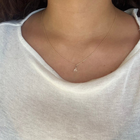 0.55ct pierced triangle rose cut diamond pendant necklace in 14kt yellow gold – alternate view 2