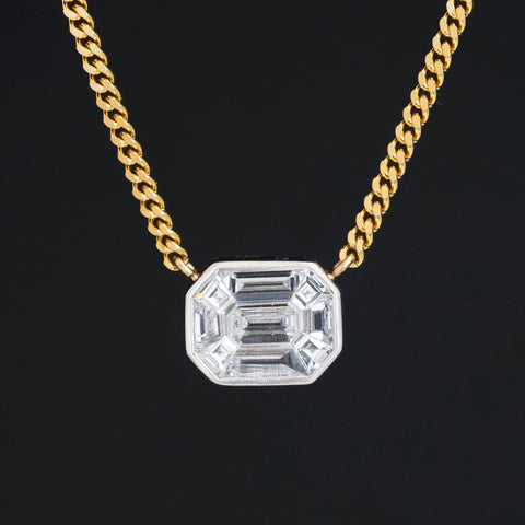 .55ctw Mosaic Step Cut Diamond Bezel Pendant