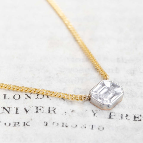 .55ctw Mosaic Step Cut Diamond Bezel Pendant