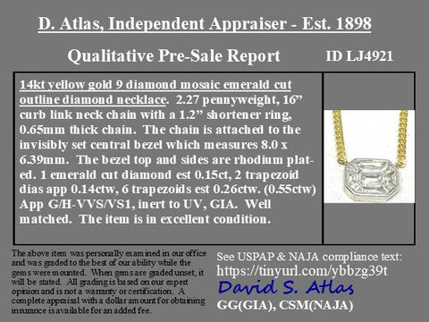 .55ctw Mosaic Step Cut Diamond Bezel Pendant
