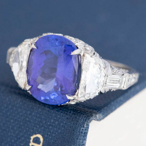 5.71ctw Vintage Tanzanite & Diamond Ring