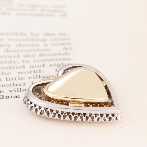 5.76ctw vintage pave diamond open heart conversion locket pendant in 14kt gold – alternate view 6