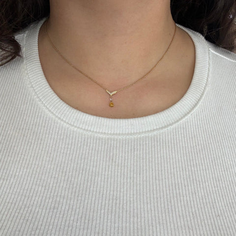 .57ct Yellow Briolette Cut Diamond Drop Necklace