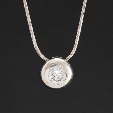 .58ct Vintage Round Brilliant Cut Diamond Bezel Pendant