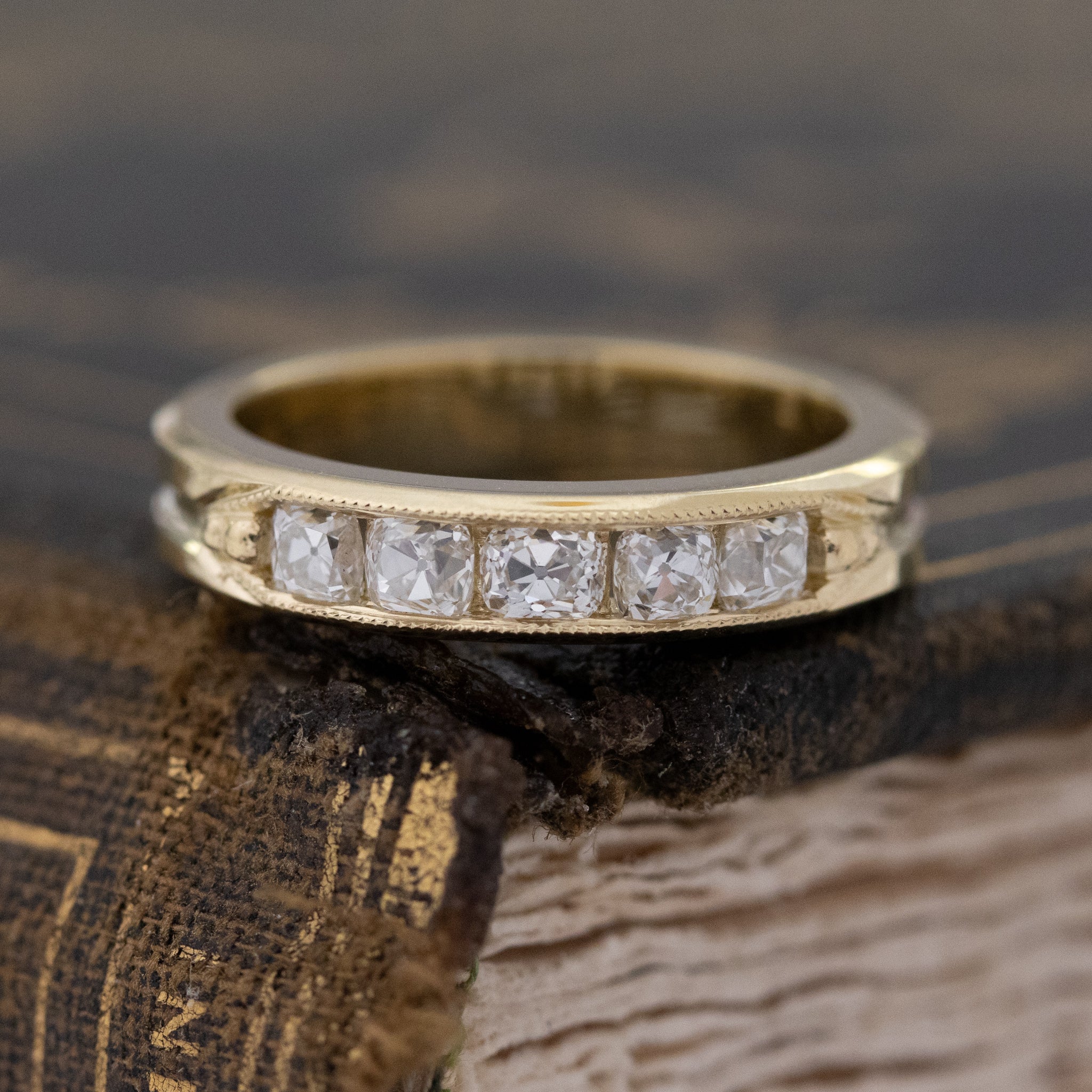 Carat Channel Set Old Mine Cut Diamond Band - Main Image