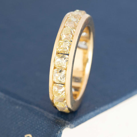 5.93ctw Fancy Yellow Old Mine Cut Diamond Eternity Band