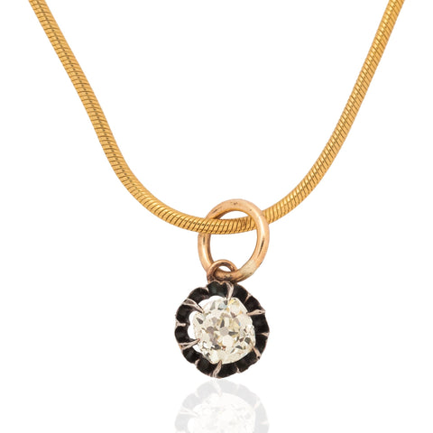 .59ct Victorian Old Mine Cut Diamond Collet Pendant