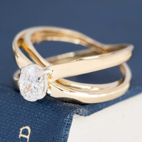 .60ct Vintage Oval Cut Diamond Criss-Cross Solitaire