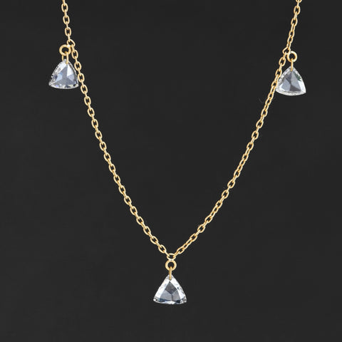 .60ctw Triangle Rose Cut Diamond Station Necklace