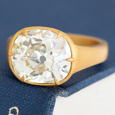 6.17ct Old Mine Cut Diamond Collet Solitaire, GIA