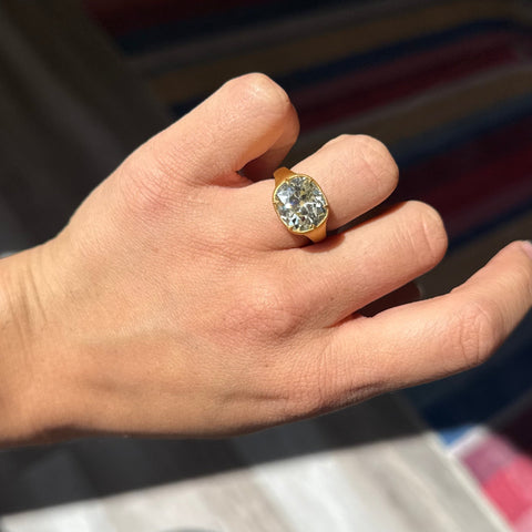 6.17ct Old Mine Cut Diamond Collet Solitaire, GIA