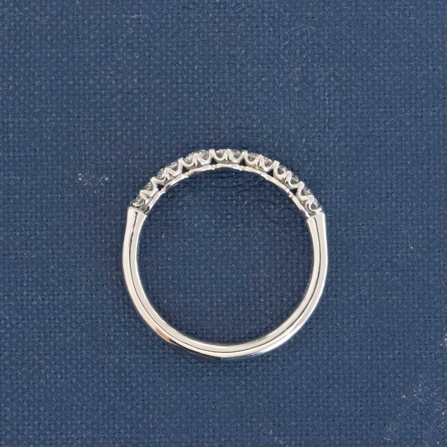 Side view of .61ctw Old European Cut Diamond Half-Hoop Band, natural Earth-mined Old European Cut Diamonds in platinum