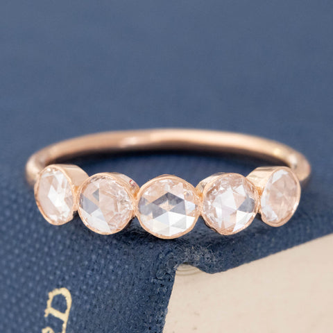 .62ctw Round Rose Cut Diamond 5-Stone Bezel Band