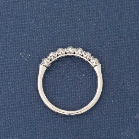 Side view of .63ctw Petite Old Mine Cut Diamond Half-Hoop Band, natural Earth-mined Old Mine Cut Diamonds in platinum