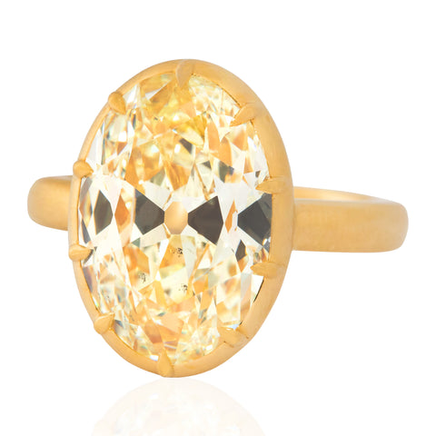 6.41ct Light Yellow Oval Cut Diamond Collet Solitaire, GIA