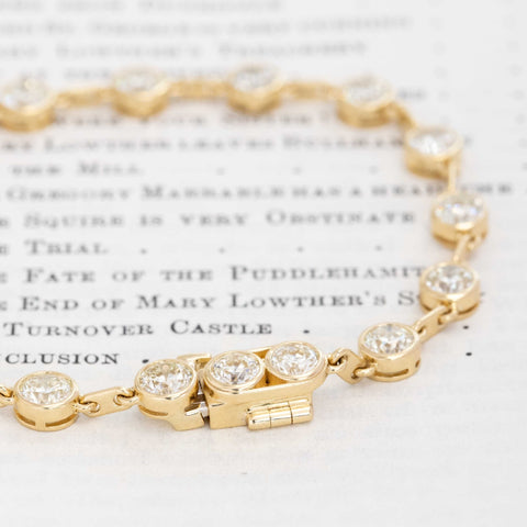 6.50ctw Old European Cut Diamond Bezel Bar Link Tennis Bracelet