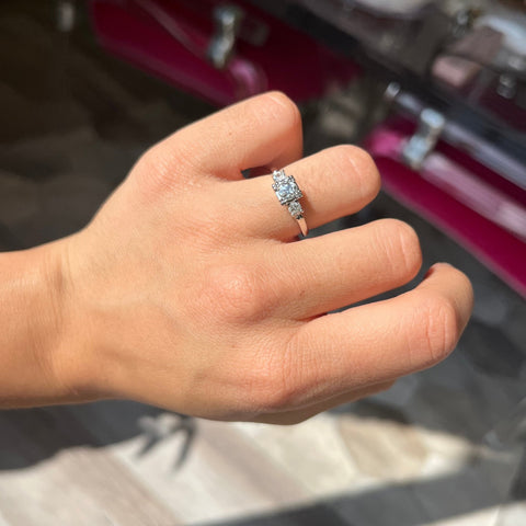 .65ctw Old European Cut Diamond Trilogy Ring