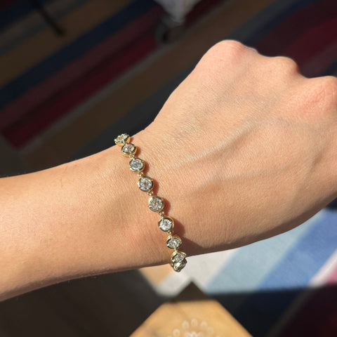 6.61ctw upcycled Old European cut diamond collet tennis bracelet in 18kt yellow gold – alternate view 2