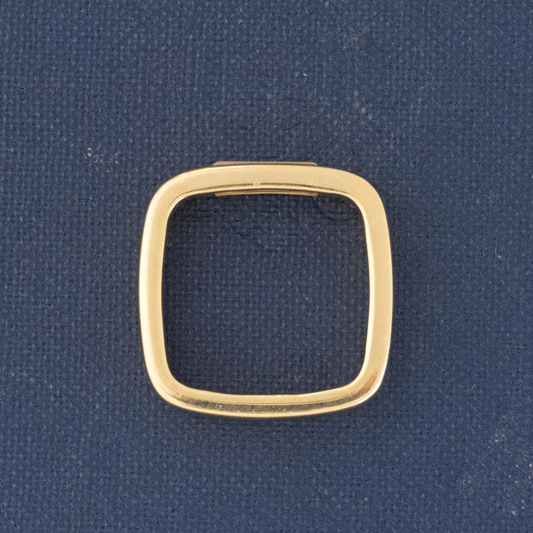Side view of .67ct Baguette Cut Diamond Square Shank Band, natural Earth-mined Baguette Cut Diamonds in yellow gold