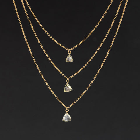 .67ctw Triangle Rose Cut Diamond Triple Strand Necklace