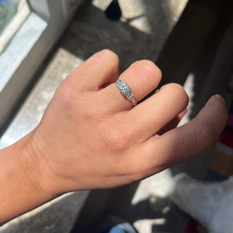 .69ctw Vintage Transitional Cut Diamond Trilogy Ring